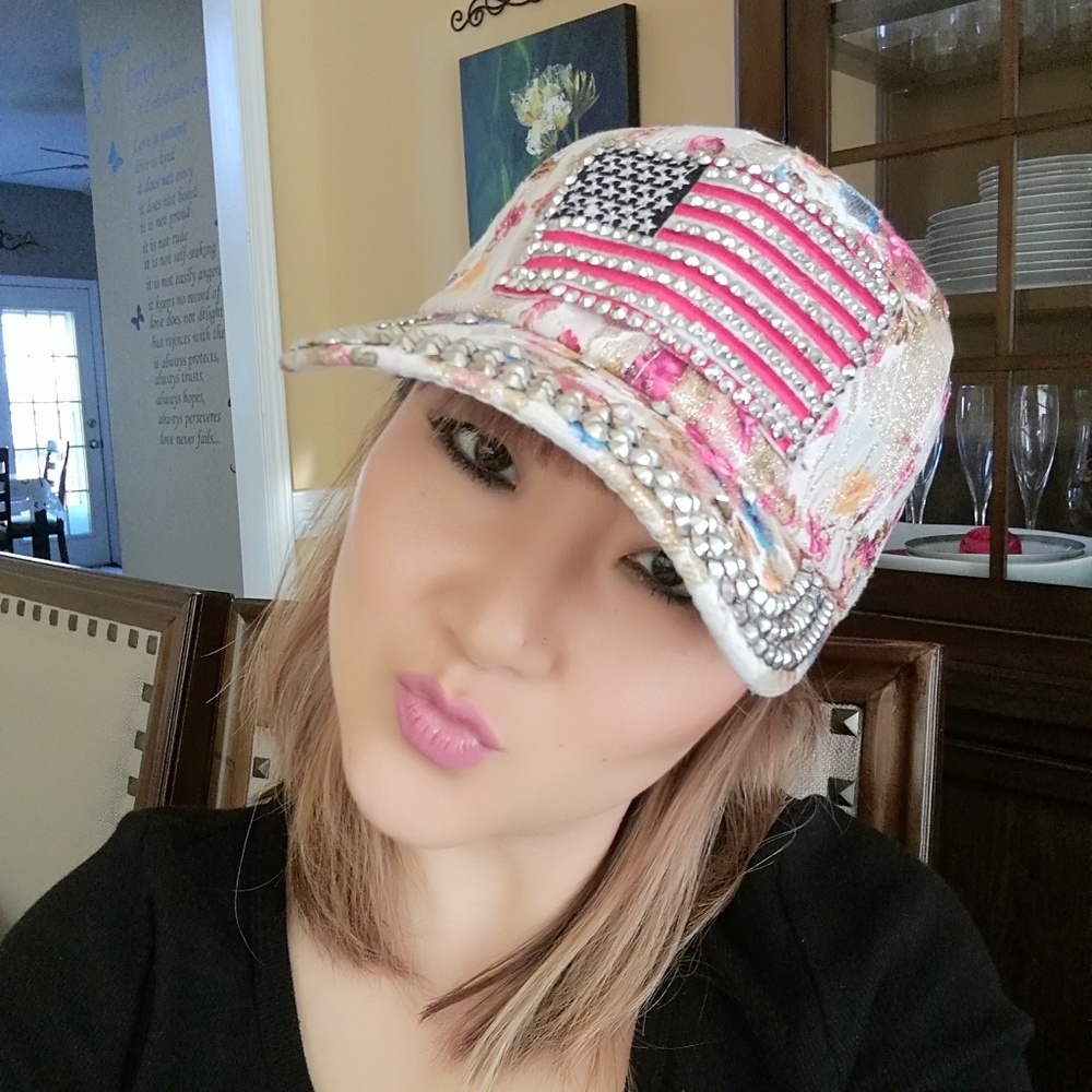 American flag flora bling hat